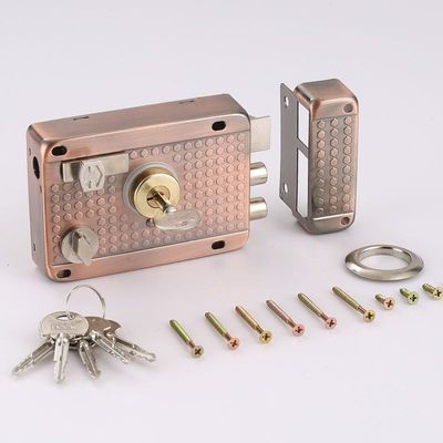 calidad  Custom Steel Cylinder Door Hot Selling Security Latch 6 Keys Brass Rim Lock fábrica